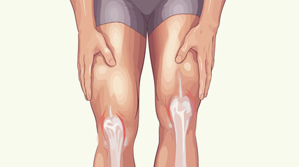 Painted knee pain. Discomfort in a joint leg. Sympt
