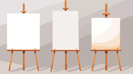 Painting art boards. Wooden easels with white blank