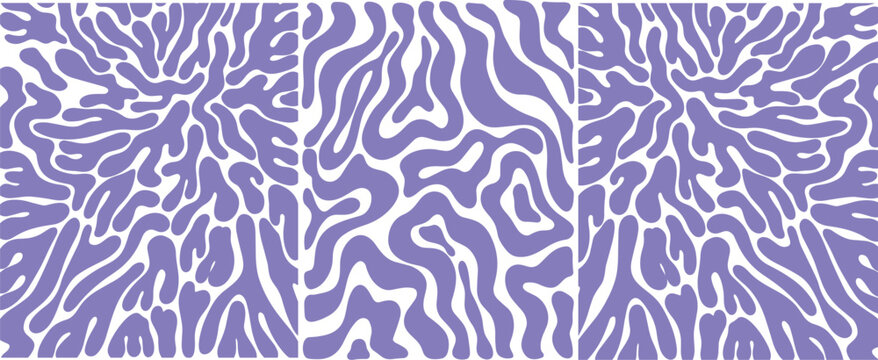 Matisse curves aestethic. Groovy abstract flower art set.