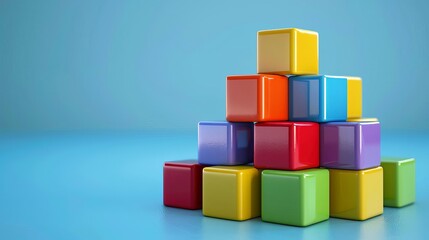 business hierarchy organizational structure symbolized with cubes leadership and management concept