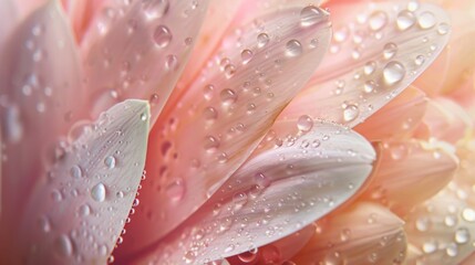 A close-up of raindrops cascading down the delicate petals of a blooming flower, reflecting the purity and resilience of nature.