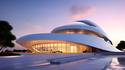 Modern Architectural Elegance - Contemporary White Building in Urban Landscape
