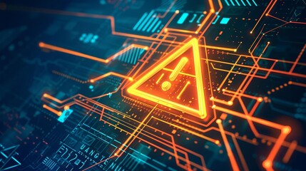 caution warning sign indicates digital technology system error danger website maintenance notice symbol illustration