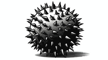 Pet cat dog rubber spiked toy ball black and white