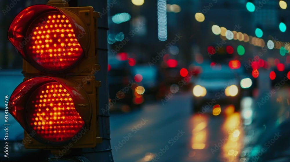 Aufkleber A close-up shot of a traffic signal countdown timer with blurred vehicles in the background, depicting time-sensitive traffic control.