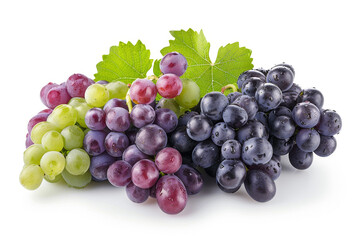 A cluster of juicy grapes separated from the background, showcasing their vibrant colors and succulent texture. Concept of vineyard produce and wine-making. Generative Ai.