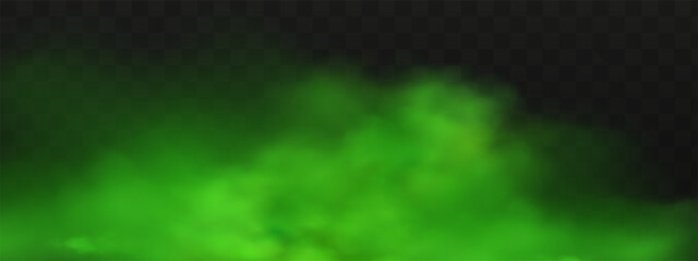 Green stink bad smell, smoke or poison gases,chemical toxic vapour.Vector realistic set of stench breath or sweat odor isolated on transparent checkered background.
