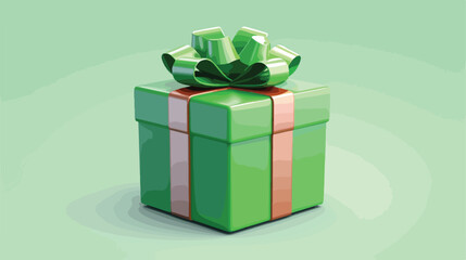 Playful 3d render green gift box with shiny red rib