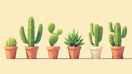 Pot with green plant 3D vector icon. Cactus potted