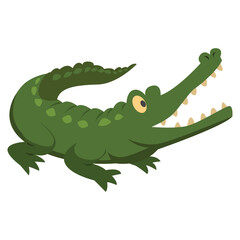Crocodile vector art cartoon illustration, mouth open with png transparent background