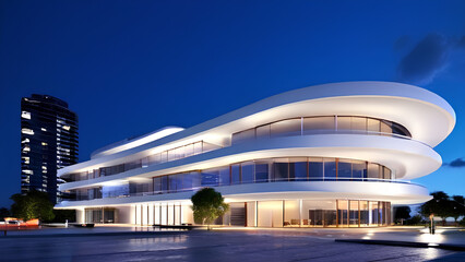Modern Architectural Marvel - White Building with Contemporary Design with an elegant, modern...