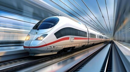 Fototapeta premium Fast moving high speed train.