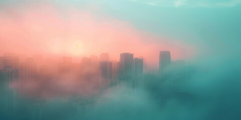 Foggy cityscape in the morning