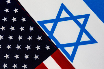 United States of America and Israel flags. Government relations, foreign aid and politics concept.