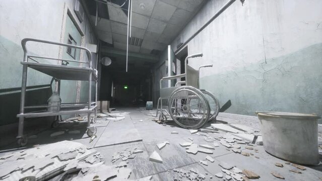 Set up view of dark room abandoned in the Psychiatric Hospital