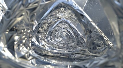 A close-up view of a crystalline tunnel structure with intricate patterns