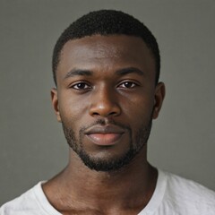 Obraz premium Portrait of a dark-skinned African American man on a gray background