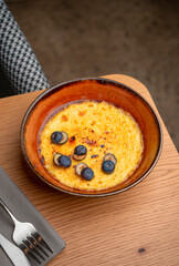 creme brulee with berries