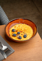 creme brulee with berries