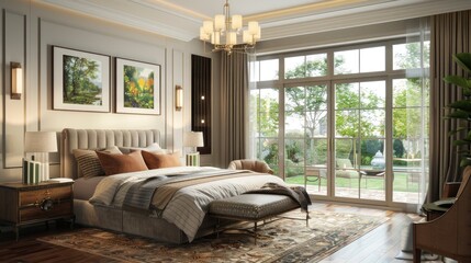 Step Into The Serenity Of A Beautiful Bedroom Rendered In 3D, Offering A Tranquil Retreat From The Outside World