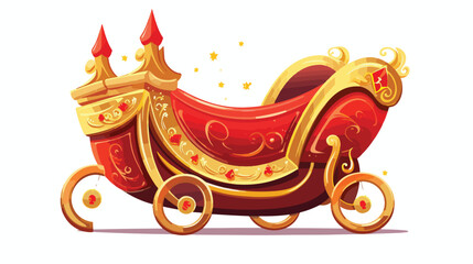 Red colored Santa sleigh decorated with golden orna