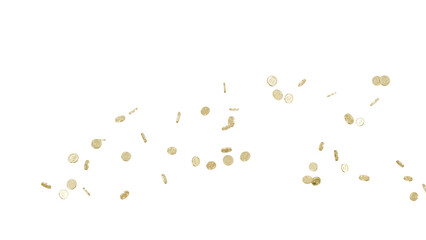 Jackpot or win concept. Coins explosion on isolated background.