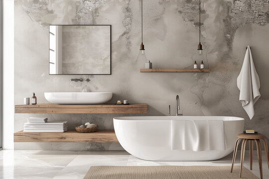 Modernes Badezimmer mit freistehender Badewanne