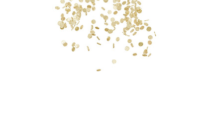 Jackpot or win concept.Coins rain on transparent background.