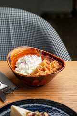 pancakes with whipped cream and caramel