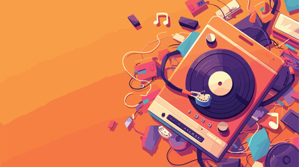 Retro music poster with vinyl disc realistic vector
