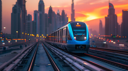 Dubai Metro, Evening view of the city, UAE