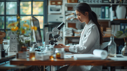Female Asian Scientist Working In Research Lab