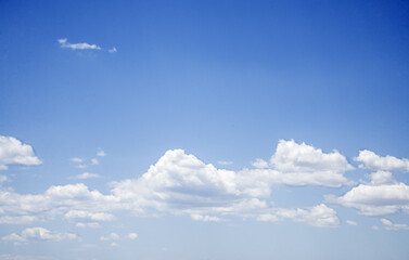 Blue sky background with clouds in spring