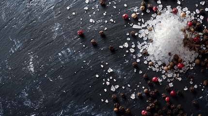 Savory Symphony Glistening Sea Salt Crystals and Peppercorns Dance in Harmony for Culinary Delight - Powered by Adobe