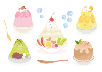 summer vector, Japanese shaved ice dessert, kakigori