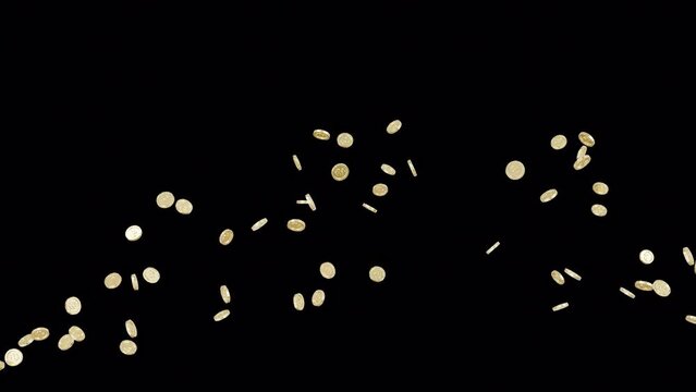Jackpot or win concept. Dollar coins flow from the corner. Fountain of coins on transparent background. Video with alpha channel.