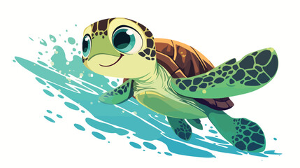 Sea turtle. Vector illustration of a poster of a se