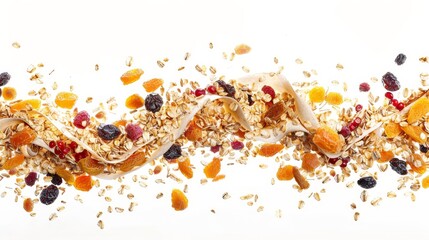 Vibrant Breakfast Delight Wholesome Oat Flakes and Dried Fruits Bursting with Energy and Flavor