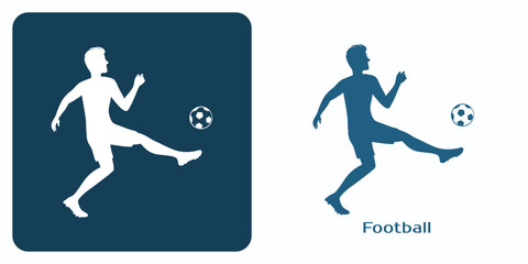 The Football Player Hits the Ball. Emblem of Powerful Soccer Shot.
