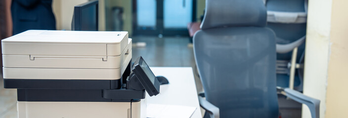 Office, working room, printer on table, business concept