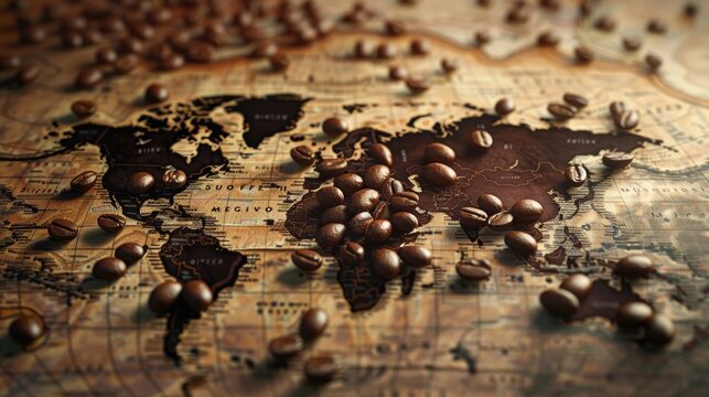 Global Brew Coffee Beans on World Map A Journey Through Flavorful Origins