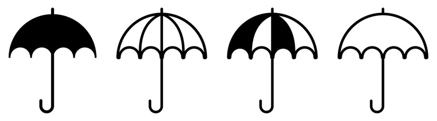Umbrella icon set. Protection parasol symbol. Vector illustration isolated on white background © Mariia
