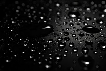 Water droplets on black background - generative ai