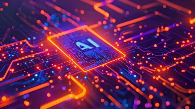 A vibrant, illuminated circuit board highlighting advanced technology