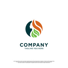 human silhouette logo with abstract leaves inside