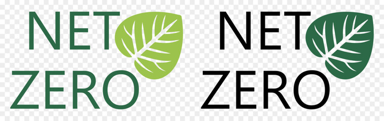 Net zero label stamps set. Vector illustration isolated on transparent background
