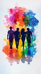 LGBTQIA+Couples Holding Hands And Walking Together In Celebration Of Pride Month - obrazy, fototapety, plakaty