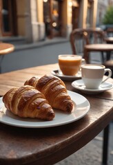 Morning Delight: Croissants and Coffee for Breakfast