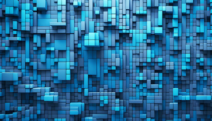 Fototapeta premium nahtloser blauer Hintergrund und Vorlage aus Karo Quadraten, wie 3D Würfel als Struktur für Technik, modernes Design, wie Mosaik Dekor oder Gitter Rahmen Rechtecke