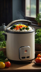 traditional, automation, electronic, organic, asia, breakfast, diet, crockpot, eat, dinner, device, object, multicooker, food, rice, hot, pot, electric, cooking, kitchenware, heat, appliance, backgrou